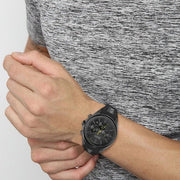 Hugo Boss Distinct Chronograph Black Dial Black Silicone Strap Watch for Men - 1513859