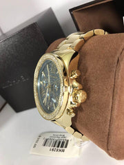 Michael Kors Wren Diamonds Blue Dial Gold Steel Strap Watch for Women - MK6291