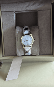 Burberry The City Nova Silver Dial Brown Leather Strap Watch for Women - BU9212