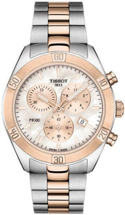 Tissot PR 100 Sport Chic Chronograph Mother of Pearl Dial Two Tone Steel Strap Watch for Women - T101.917.22.151.00