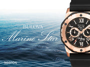 Bulova Marine Star Chronograph Black Dial Black Rubber Strap Watch for Men - 98B104