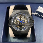 Maserati Potenza Automatic Black Dial Black Leather Strap Watch For Men - R8821108009
