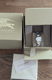 Burberry The City Nova Silver Dial Brown Leather Strap Watch for Women - BU9212