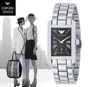 Emporio Armani Classic Black Dial Silver Stainless Steel Watch For Women - AR0157