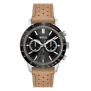 Hugo Boss Allure Chronograph Black Dial Brown Leather Strap Watch for Men - 1513964