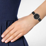 Daniel Wellington Petite Ashfield Black Dial Black Mesh Strap Watch For Women - DW00100246