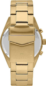 Maserati Competizione Chronograph Blue Dial Gold Steel Strap Watch For Men - R8853100026