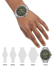 Hugo Boss Volane Chronograph Green Dial Silver Steel Strap Watch for Men - 1513951