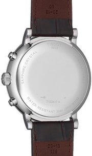 Tissot Carson Premium Chronograph White Dial Brown Leather Strap Watch For Men - T122.417.16.011.00