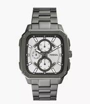 Fossil Inscription Multifunction Silver Dial Grey Steel Strap Watch for Men - BQ2657
