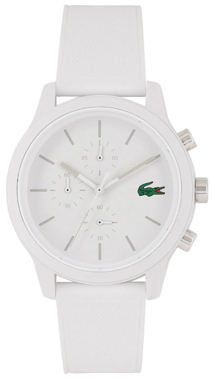 Lacoste 12.12 Chronograph White Dial White Silicon Strap Watch for Men - 2010974