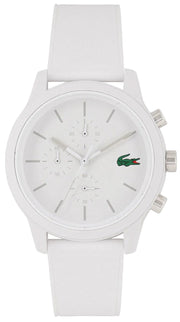 Lacoste 12.12 Chronograph White Dial White Silicon Strap Watch for Men - 2010974