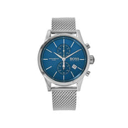 Hugo Boss Jet Chronograph Blue Dial Silver Mesh Bracelet Watch for Men - 1513441