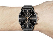 Hugo Boss Associate Chronograph Black Dial Black Mesh Bracelet Watch for Men - 1513811