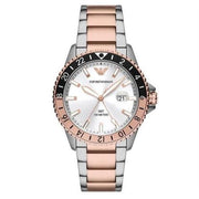 Emporio Armani Sea Explorer GMT White Dial Two Tone Steel Strap Watch For Men - AR11591