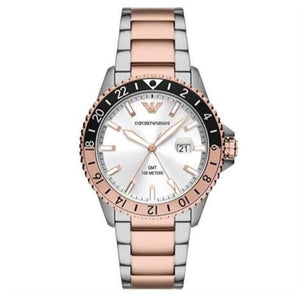 Emporio Armani Sea Explorer GMT White Dial Two Tone Steel Strap Watch For Men - AR11591