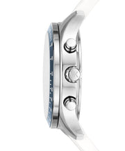 Michael Kors Berkley Chronograph Silver Dial White Rubber Strap Watch For Women  - MKO1040