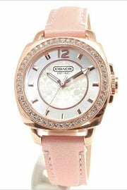 Coach Boyfriend Mother of Pearl White Dial Pink Leather Strap Watch for Women - 14503151