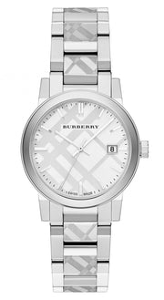 Burberry The City White Dial Silver Steel Strap Watch for Women - BU9144