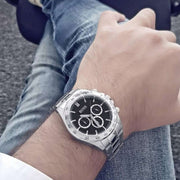 Hugo Boss Ikon Chronograph Black Dial Silver Steel Strap Watch for Men - 1512965