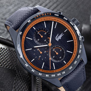 Lacoste Apext Blue Dial Blue Leather Strap Watch for Men - 2011297