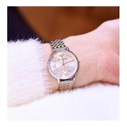 Emporio Armani Silver Sunray Dial Two Tone Steel Strap Watch For Women - AR11113