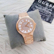 Guess Madison Diamonds White Dial Rose Gold Steel Strap Watch for Women - W0637L3