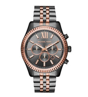 Michael Kors Lexington Chronograph Black Dial Two Tone Steel Strap Watch for Men - MK8561