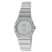 Omega Constellation Quartz Diamonds Silver Dial Silver Steel Strap Watch for Women - 123.15.27.60.55.004