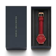 Daniel Wellington Petite Suffolk Red Dial Red Leather Strap Watch For Women - DW00100404