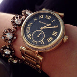 Michael Kors Skylar Black Dial Gold Steel Strap Watch for Women - MK5989