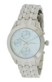 Marc Jacobs Peeker Chronograph Silver Dial Silver Steel Strap Watch for Women - MBM3371