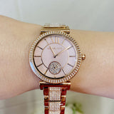 Michael Kors Abbey Three-Hand Analog Crystals Rose Gold Dial Rose Gold Steel Strap Watch for Women - MK4617