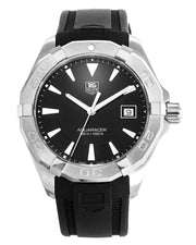 Tag Heuer Aquaracer Quartz Black Dial Black Rubber Strap Watch for Men - WAY1110.FT8021