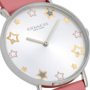 Coach Perry Mother of Pearl White Dial Pink Leather Strap Watch for Women - 14503243
