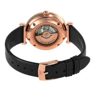 Emporio Armani Meccanico Gianni T Bar Mother of Pearl White Dial Black Leather Strap Watch For Women - AR60047