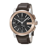 Gucci G Chrono Black Dial Brown Leather Strap Watch For Men - YA101202