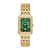 Fossil Raquel Three Hand Date Green Dial Gold Steel Strap Watch For Women - ES5341
