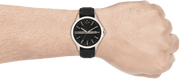Armani Exchange Hampton Chronograph Black Dial Black Leather Strap Watch For Men - AX2101