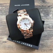 Marc Jacobs Amy White Dial Rose Gold Steel Strap Watch for Women - MBM3077