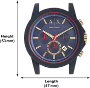 Armani Exchange Outerbanks Chronograph Blue Dial Blue Silicone Strap Watch For Men - AX1335