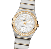 Omega Constellation Diamonds Mother of Pearl Dial Two Tone Steel Strap Watch for Women - 123.25.27.60.55.006
