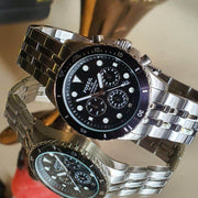 Fossil FB-01 Chronograph Black Dial Silver Steel Strap Watch for Men - FS5837