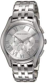 Emporio Armani Velente Chronograph Quartz Silver Dial Silver Steel Strap Watch For Men - AR1702