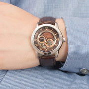 Bulova Classic Skeleton Automatic Brown Dial Brown Leather Strap Watch for Men - 96A120