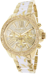 Michael Kors Wren Chronograph Diamonds Gold Dial Two Tone Steel Strap Watch for Women - MK6157