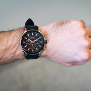 Hugo Boss Distinct Chronograph Black Dial Black Rubber Strap Watch for Men - 1513855