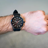 Hugo Boss Distinct Chronograph Black Dial Black Rubber Strap Watch for Men - 1513855