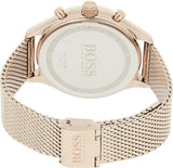 Hugo Boss Companion Chronograph Black Dial Rose Gold Mesh Strap Watch For Men - 1513548