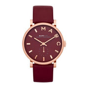 Marc Jacobs Baker Maroon Dial Maroon Leather Strap Watch for Women - MBM1267